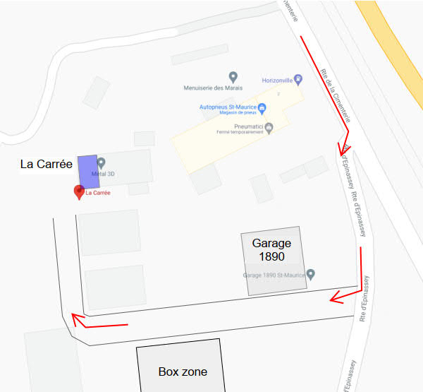 Plan d’accès à La Carrée, zone industrielle Les Marais à St-Maurice